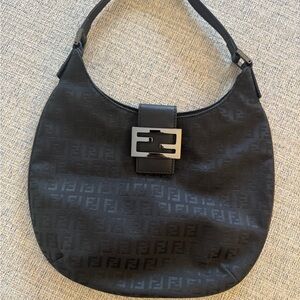 Fendi Black Hobo Bag with Signature Buckle